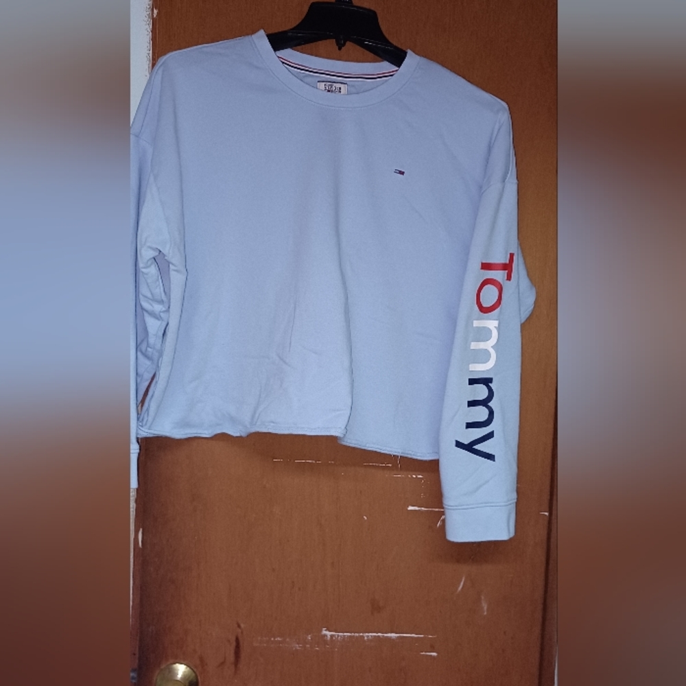 Tommy Hilfiger Denim, women's light blue crewneck sweatshirt